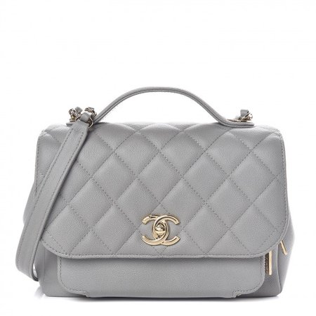 CHANEL Caviar Quilted Medium Business Affinity Flap Gray 501315