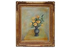 (21) Pinterest - Gorgeous Antique Oil Painting of yellow flowers, signed | ˗ˏˋ shoplook / polyvore