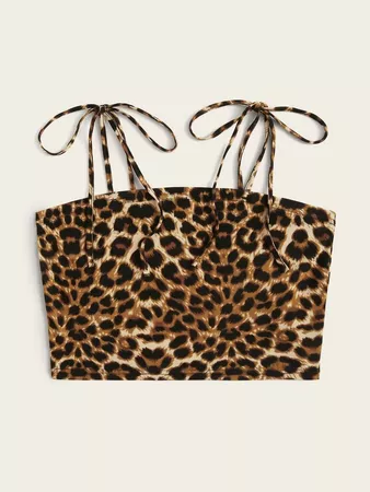 Leopard Print Crop Cami Top | SHEIN USA