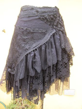 Dark layered skirt.