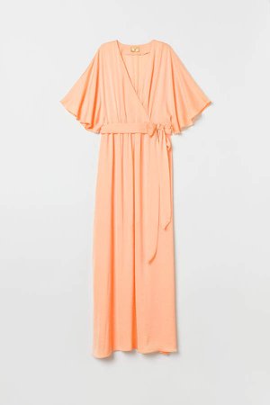 Long Satin Dress - Orange