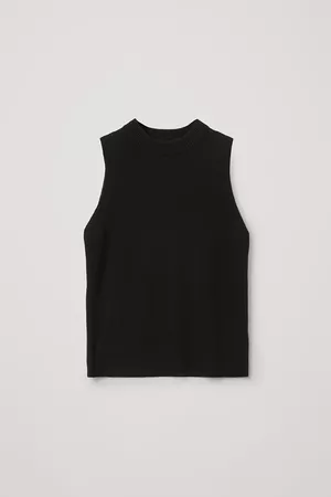 CASHMERE PLAIN KNIT VEST - Black - Knitted tops - COS US