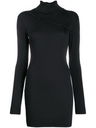 Black Rotate Turtleneck Fitted Mini Dress | Farfetch.com