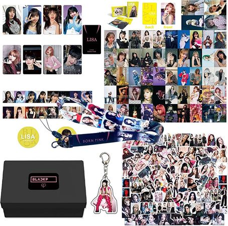 Amazon.com: Kpop Black Pink New Album Born Pink Merchandise Lisa Gift Box Photocards Lanyard Sticker Pack for Fans : Clothing, Shoes & Jewelry