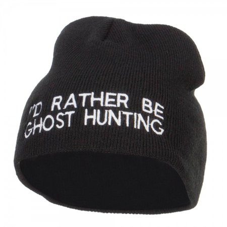 *clipped by @luci-her* Black I'd Be Ghost Hunting Short Beanie | Coupon Free | e4Hats.com