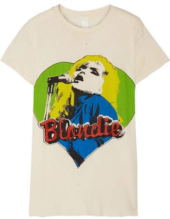 MadeWorn - Blondie Distressed Printed Cotton-jersey T-shirt - Ecru