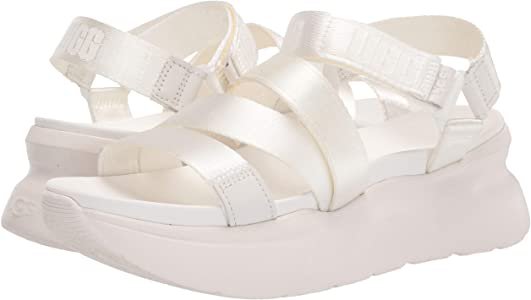 Amazon.com | UGG Women's LA Shores Sandal, WHITE, 8 | Sport Sandals & Slides