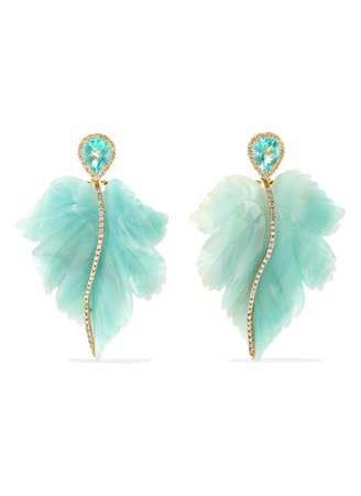 Aquamarine leaf earrings tulle jewelry