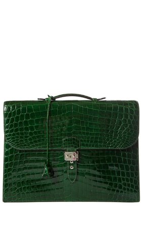 Hermès A Depeches 41 Briefcase Emerald