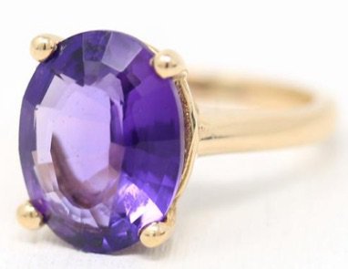 Purple Gemstone / Yellow Gold Band Ring