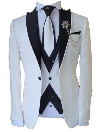 Lori White Slim Fit Peak Lapel Wedding Suit