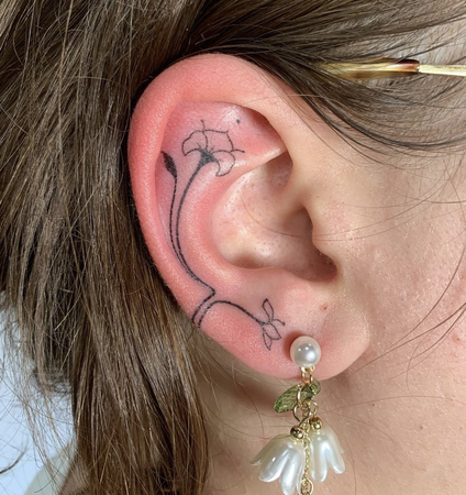 flower tattoo design ear