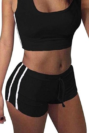 Amazon.com: Selowin Womens Sports Yoga Crop Tank Top and Shorts 2 Piece Set Tracksuit Outfits: Clothing