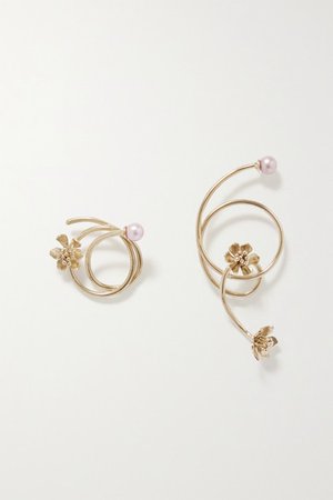 STVDIO | Dogwood gold-tone pearl earrings | NET-A-PORTER.COM