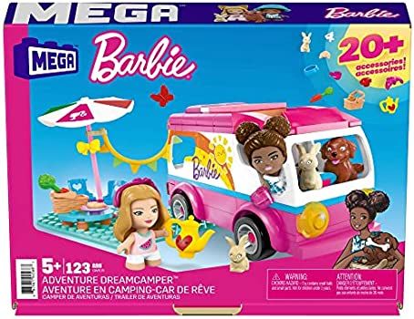 Amazon.com: Mega Barbie Adventure DreamCamper Building Set with 123 Bricks and Special Pieces, Accessories and 2 Micro-Dolls, Toy Gift Set for Ages 5 and up : Everything Else