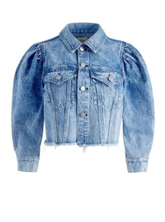 Lana Cropped Puff Sleeve Denim Jacket In Rocky Blues | Alice And Olivia