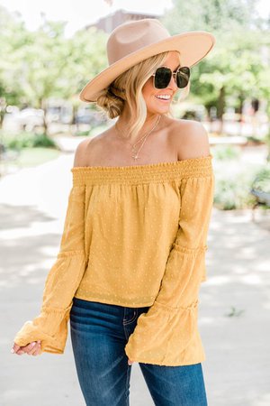 Meet Me For Brunch Mustard Blouse - The Pink Lily