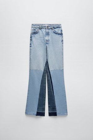 WIDE LEG PATCHWORK COLLECTION JEANS - Blue | ZARA United States