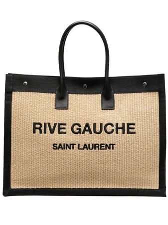 Saint Laurent Rive Gauche straw tote bag - FARFETCH