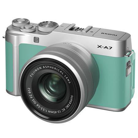 Fujifilm X-A7 Mirrorless Digital Camera, Fujinon XC 15-45mm PZ Lens, Mint Green 16638304