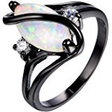 RongXing Jewelry New Christmas Best Friend Engagement Mysterious Rainbow Topaz Ring, 14KT Black Gold Wedding Rings | Amazon.com