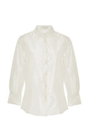 CAROLINA HERRERA, Classic Taffeta Silk Shirt In White