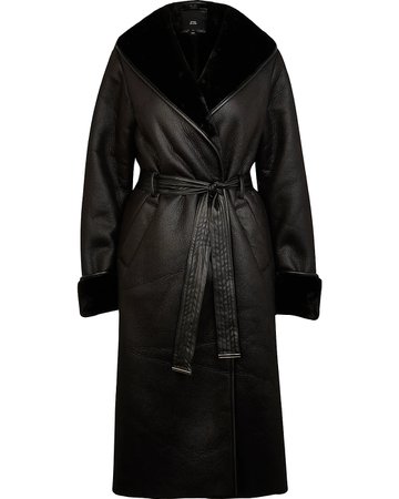BLACK BELTED TRENCH COAT  $176.00