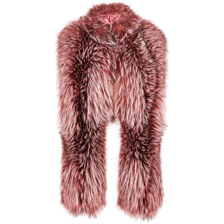 Verheyen London Nehru Collar Stole Rose Quartz Pink Fox Fur and Silk Lining For Sale at 1stdibs