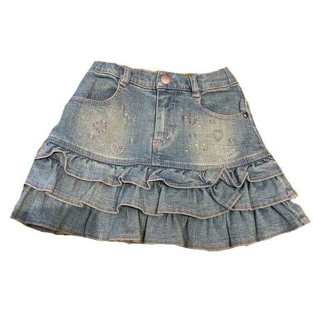 y2k mini jean frilly skirt
