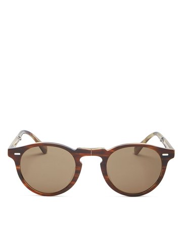 Oliver Peoples Unisex Gregory Peck 1962 Folding Polarized Round Sunglasses, 47mm | Bloomingdale's