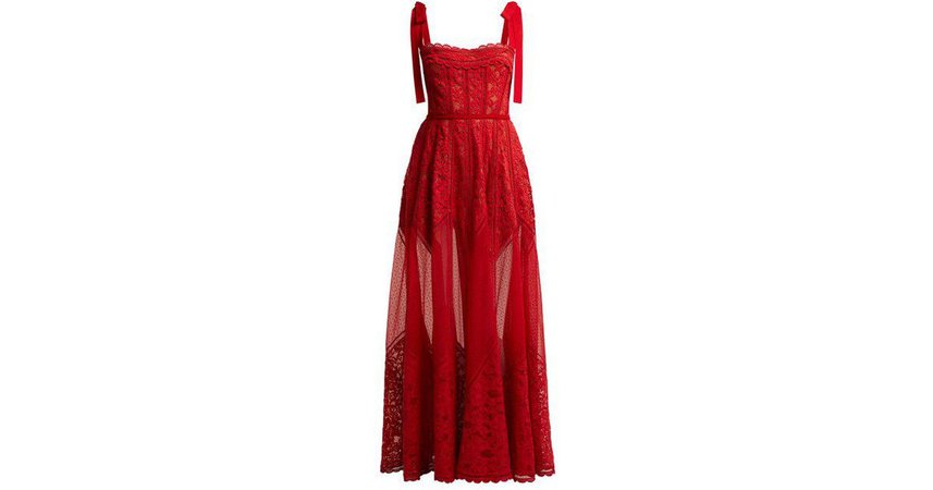 Elie Saab tulle and chantilly lace red gown