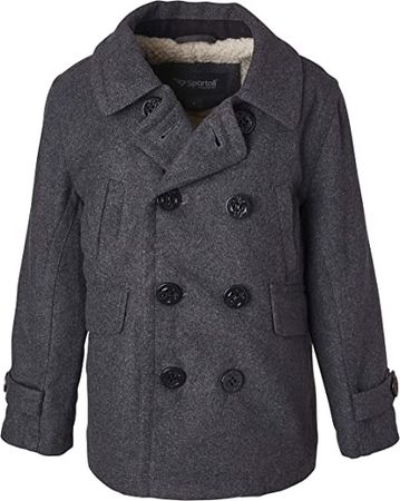 Amazon.com: Sportoli Boy Classic Wool Blend Sherpa Winter Dress Pea Coat Peacoat Jacket - Charcoal (Size 14/16): Clothing, Shoes & Jewelry