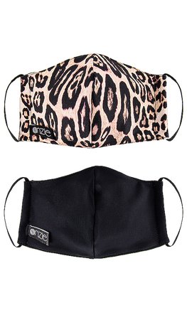 onzie 2 Pack Protective Face Masks in Leopard & Solid Black | REVOLVE