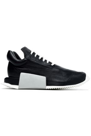 Smooth and textured-leather sneakers | RICK OWENS x ADIDAS | Sale up to 70% off | THE OUTNET