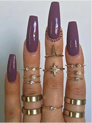 neutral purple coffin nails