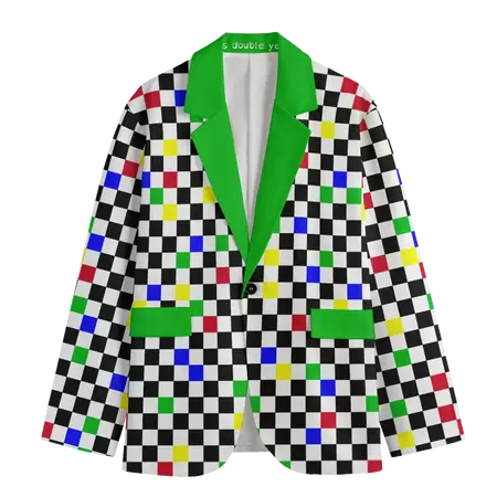 Froggy Checker Kidcore Blazer! Mens cut Clowncore Cotton Sport Coat Ad – yesdoubleyes