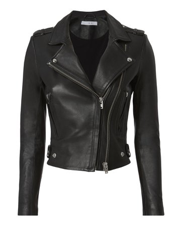 Dylan Black Cropped Leather Moto Jacket | IRO