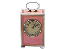 Antique Pink Enamel Miniature Clock UK | AC Silver