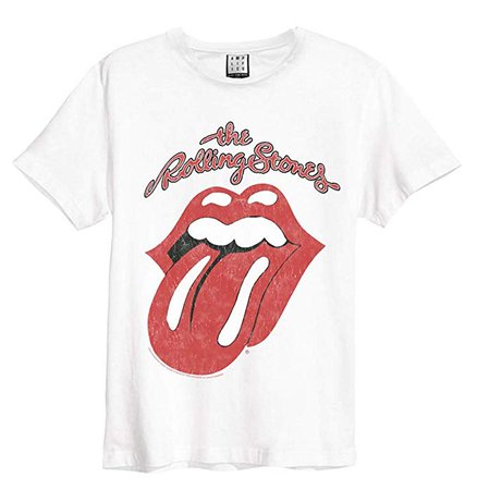 The Rolling Stones 'Vintage Tongue' (White) T-Shirt - Amplified Clothing (Extra Small): Amazon.ca: Clothing & Accessories