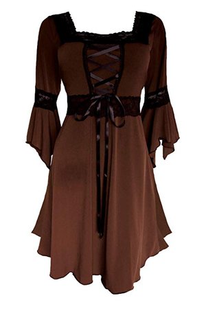 Amazon.com: Dare to Wear Renaissance Corset Dress: Victorian Gothic Boho Plus Size Witchy Women's Gown for Everyday Halloween Cosplay Festivals, Walnut 3X: Clothing