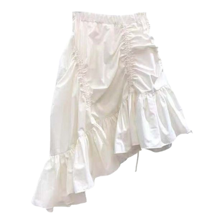 asymmetrical ruffle skirt white