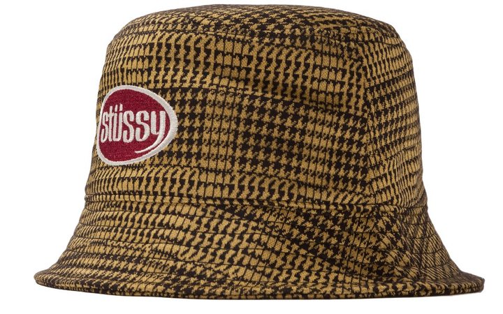 stussy plaid knit bucket hat