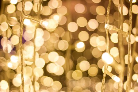 Gold Yellow Christmas Lights Blur Bokeh Background Stock Photo, Picture And Royalty Free Image. Image 95039147.