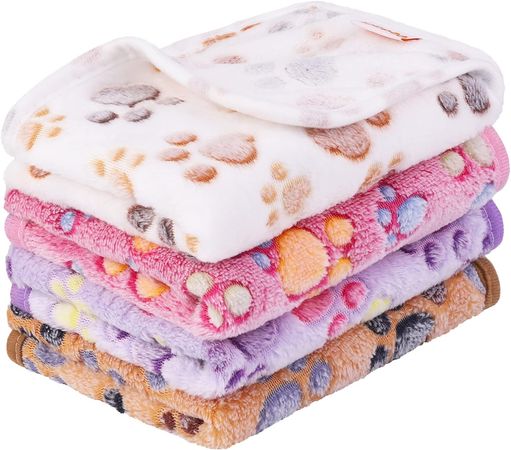 Pedgot 4 Pieces Fluffy Dog Blankets with Paw Print 24 x 16 Inches Soft and Warm Pet Throw Blankets Sleep Bed Mat for Small Dogs and Cats : Amazon.com.au: Pet Supplies