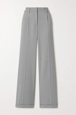 Off White Printed Grain De Poudre Straight-leg Pants - Gray