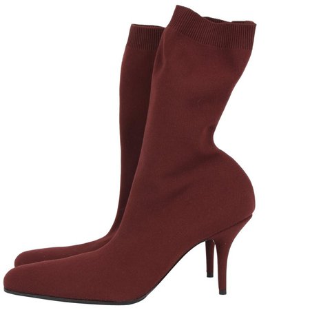 Balenciaga Fall/Winter 2017 Knife sock boots/ heels in burgundy size 41 For Sale at 1stdibs