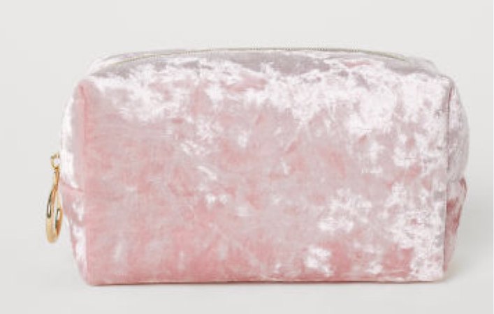 baby pink velvet makeup bag