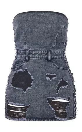 Petite Black Bandeau Side Lace-Up Mini Dress | PrettyLittleThing USA