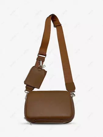 Men's Daily Casual Solid Color Boxy Crossbody Messenger Bag With Coin Purse In COFFEE | ZAFUL 2024