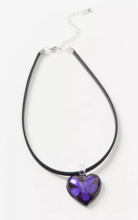 purple glass heart necklace uo